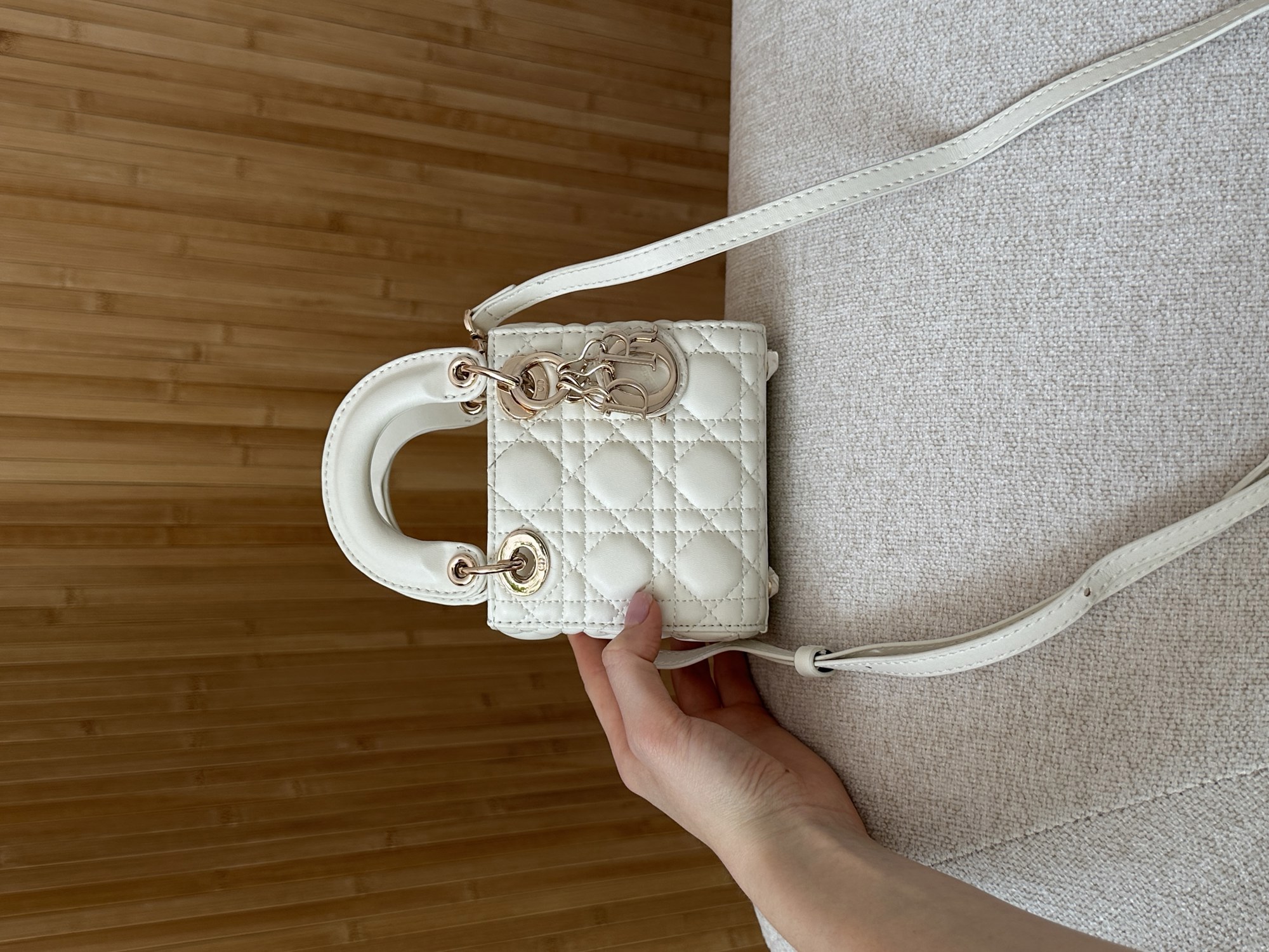 Christian Dior Micro Lady Dior Bag White - 14