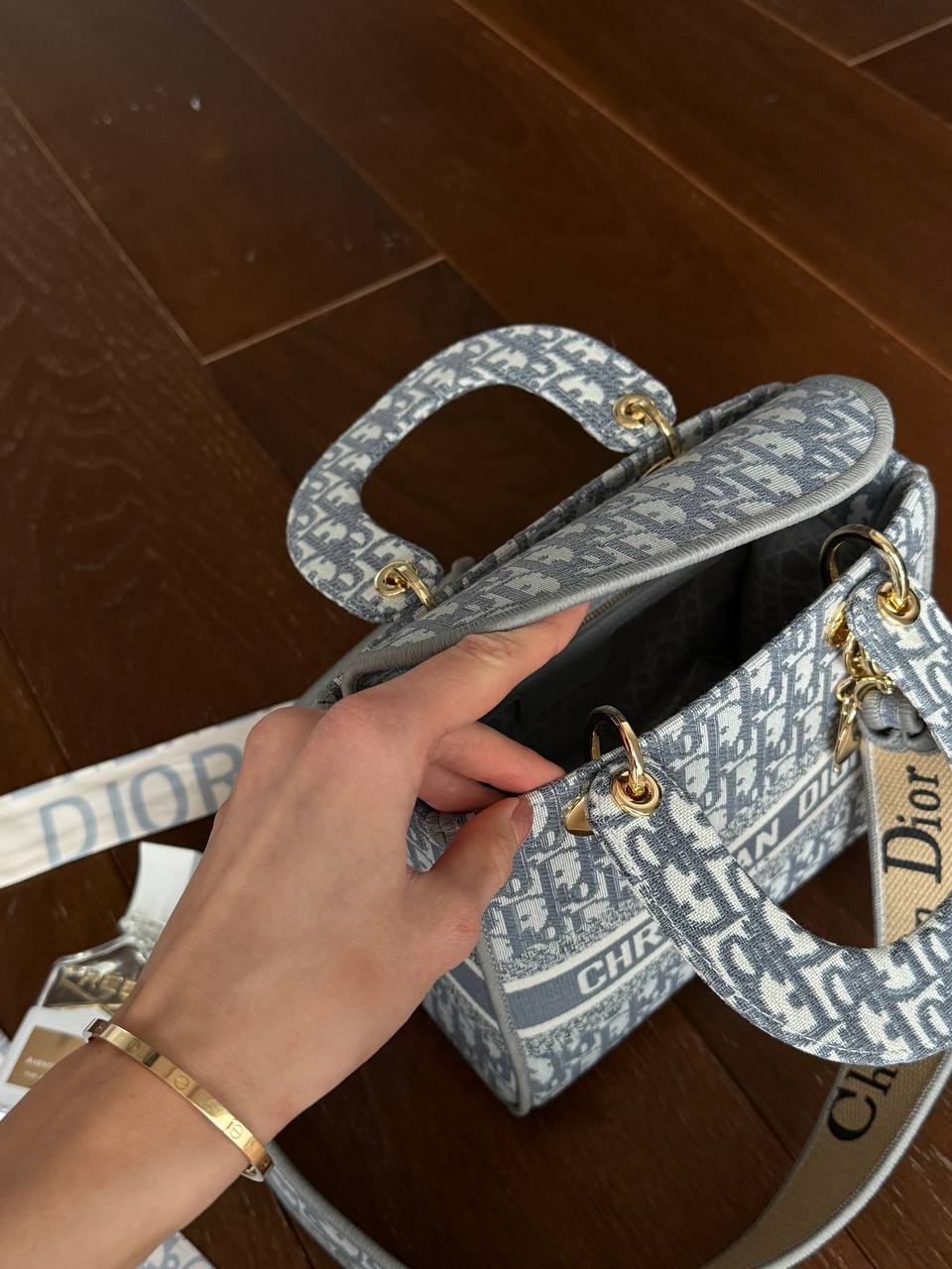 Christian Dior Mini Lady Dior Oblique Canvas Bag in Blue/Gray - 14