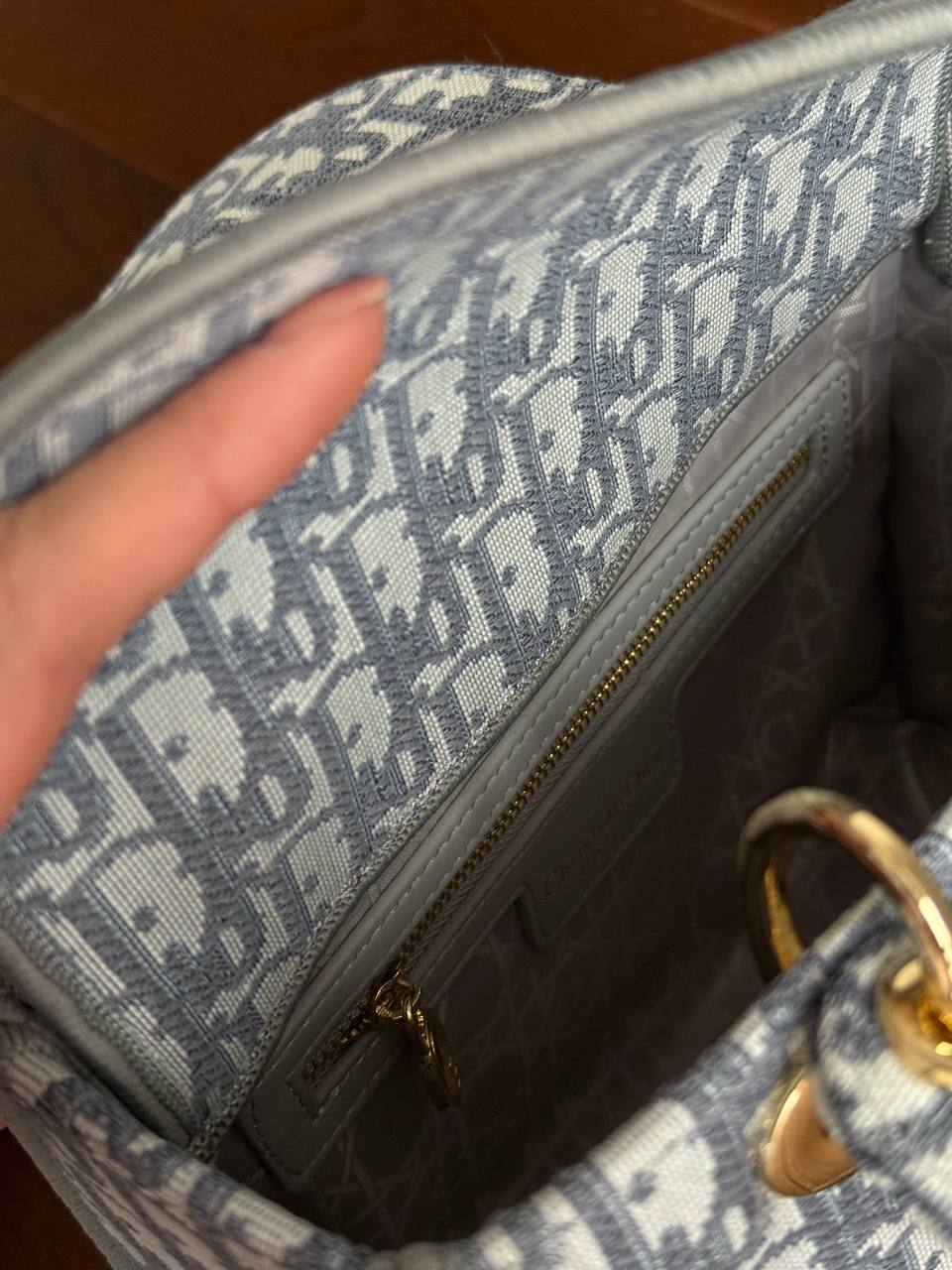 Christian Dior Mini Lady Dior Oblique Canvas Bag in Blue/Gray - 17