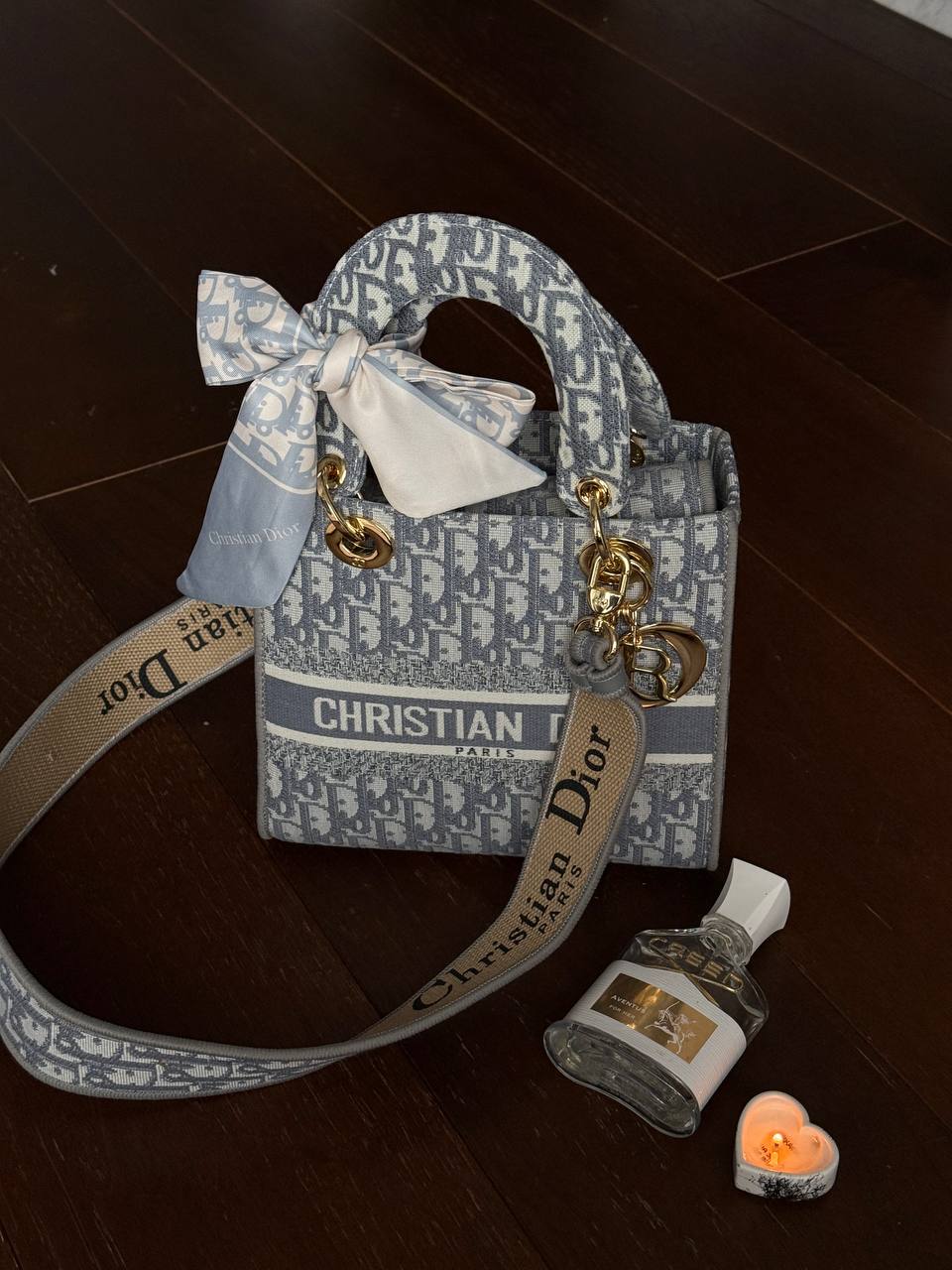 Christian Dior Mini Lady Dior Oblique Canvas Bag in Blue/Gray - 2