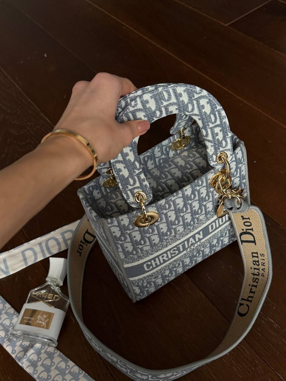 Christian Dior Mini Lady Dior Oblique Canvas Bag in Blue/Gray - 8