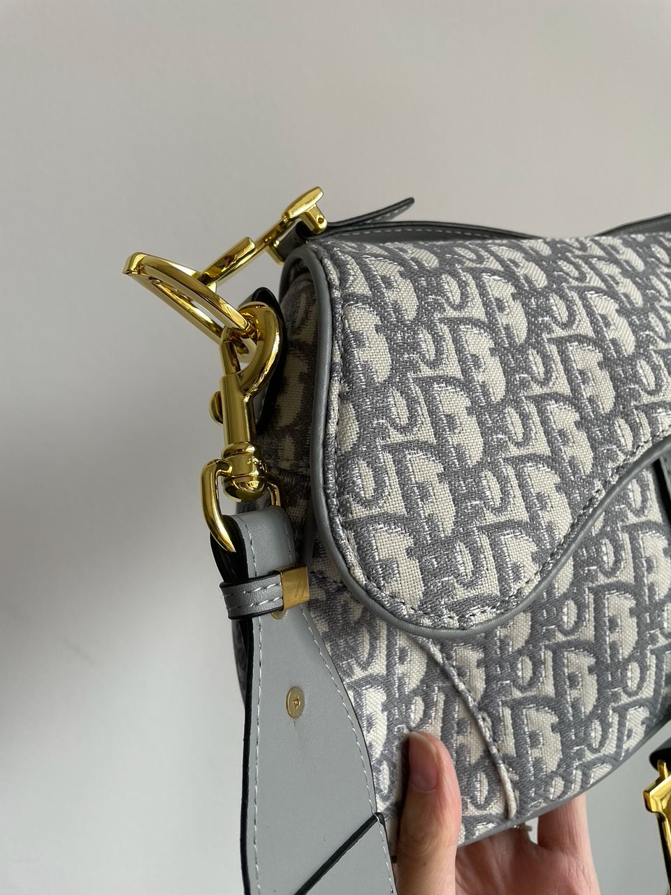 Christian Dior Saddle Bag Gray Oblique Embroidery - 11