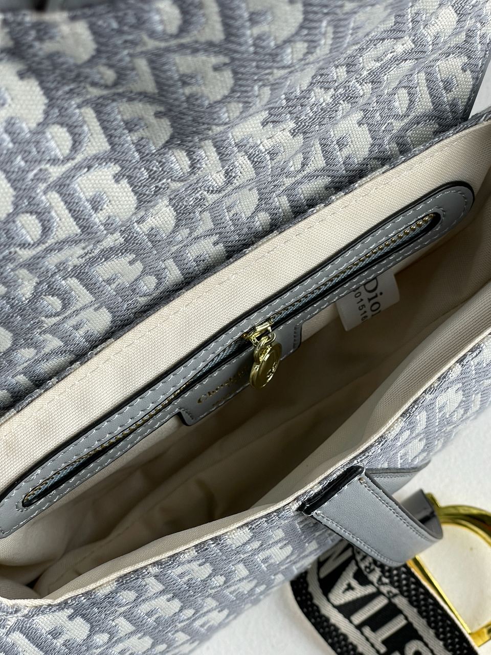 Christian Dior Saddle Bag Gray Oblique Embroidery - 20