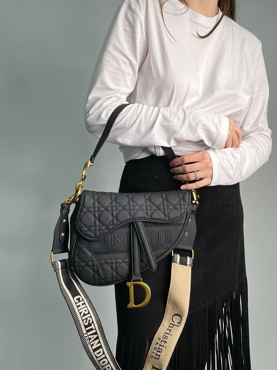 Christian Dior Saddle Bag in Ultra Matte Black - 6