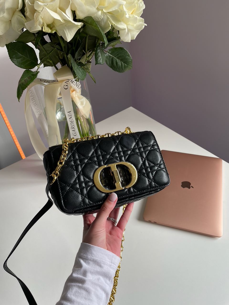 Christian Dior Small Dior Caro Bag Black Supple Cannage Calfskin - 7