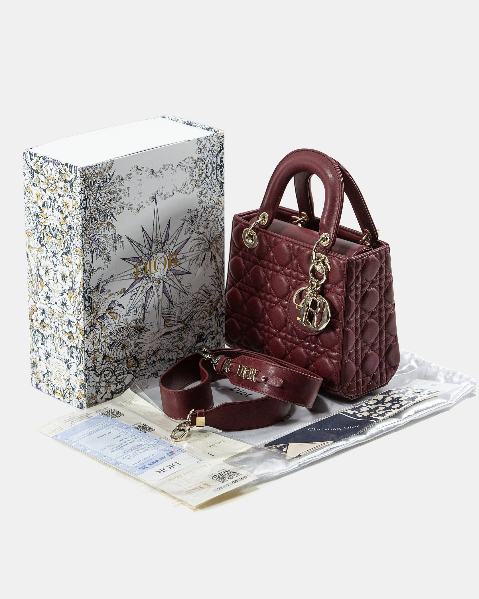 Christian Dior Small Lady Dior My ABCDIOR Bag Burgundy - 2