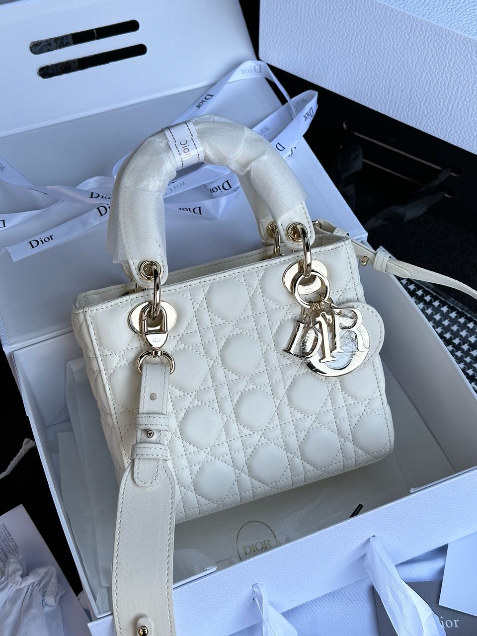 Christian Dior Small Lady Dior My ABCDIOR Bag Cream - 3