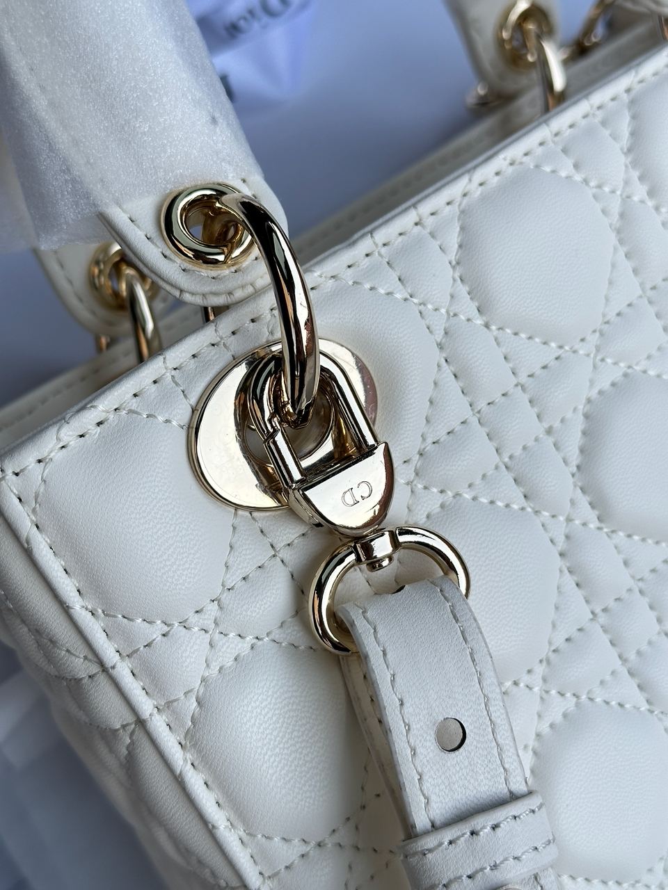 Christian Dior Small Lady Dior My ABCDIOR Bag Cream - 8