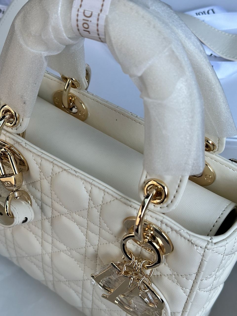 Christian Dior Small Lady Dior My ABCDIOR Bag Cream - 9