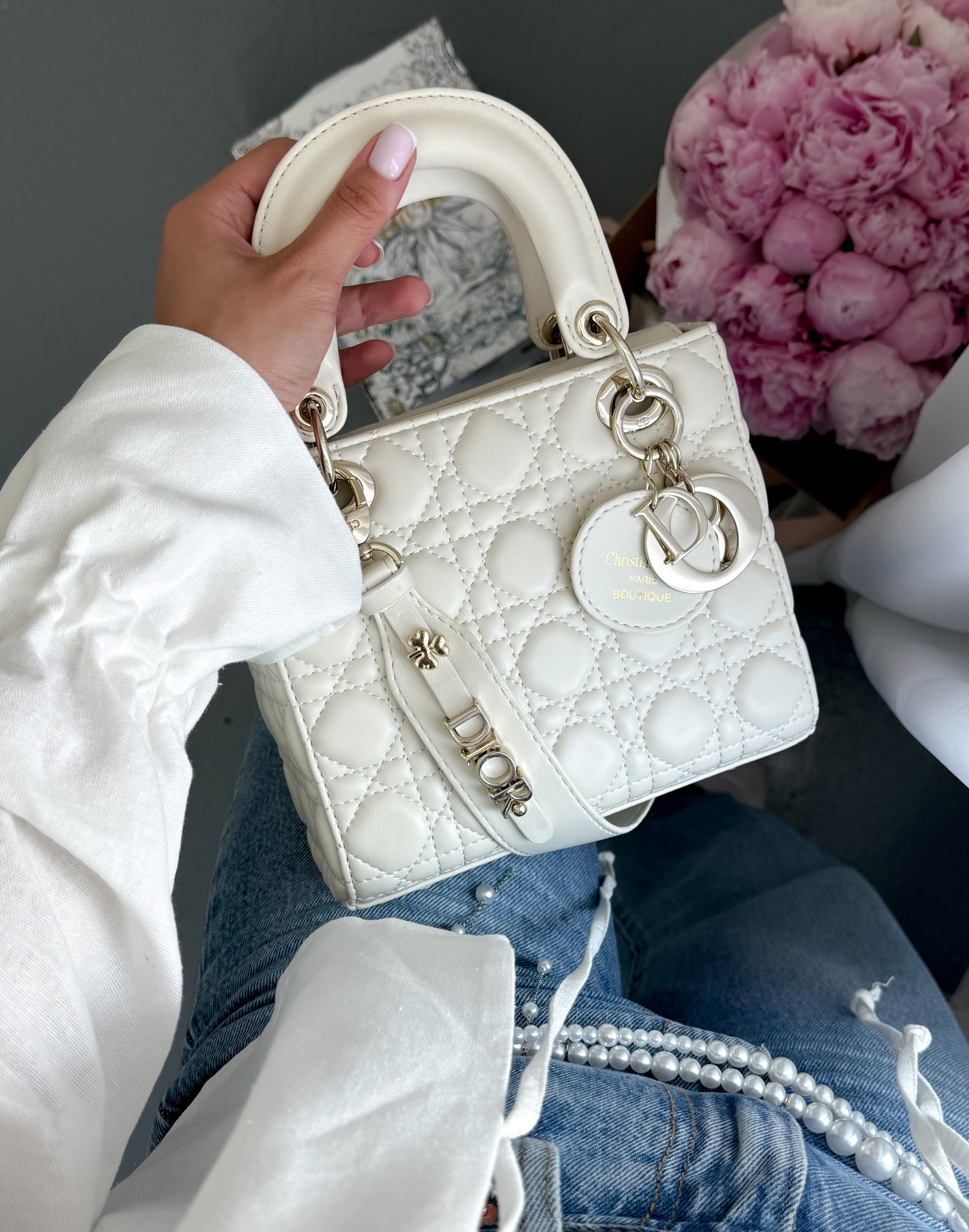 Christian Dior Small Lady Dior My ABCDIOR Bag Milk [оригінальна к - 2