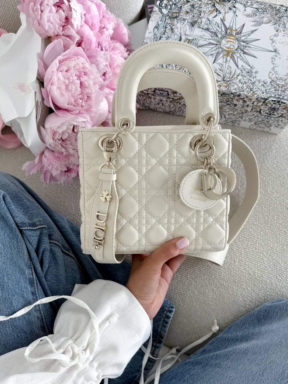 Christian Dior Small Lady Dior My ABCDIOR Bag Milk - 12
