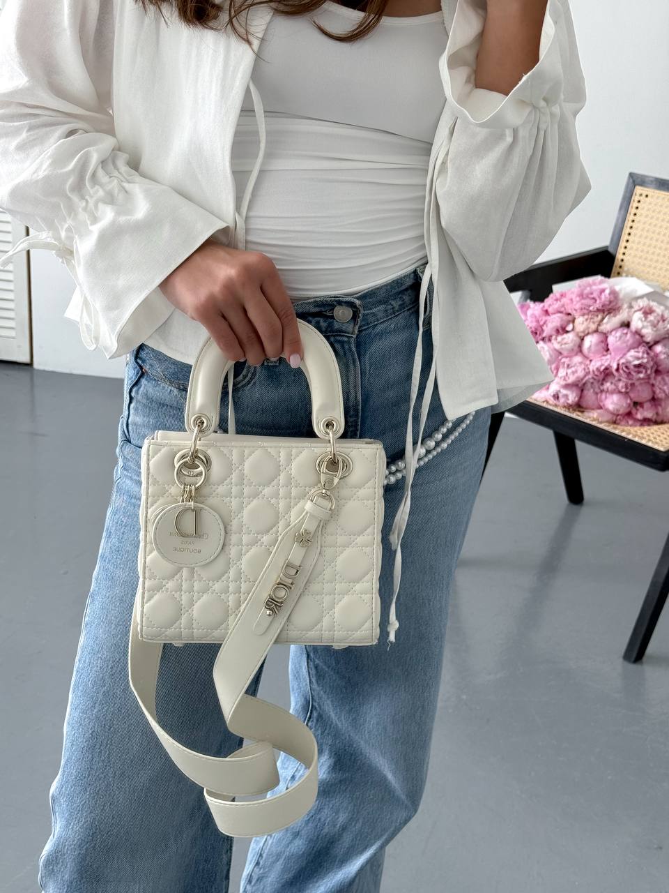 Christian Dior Small Lady Dior My ABCDIOR Bag Milk - 4