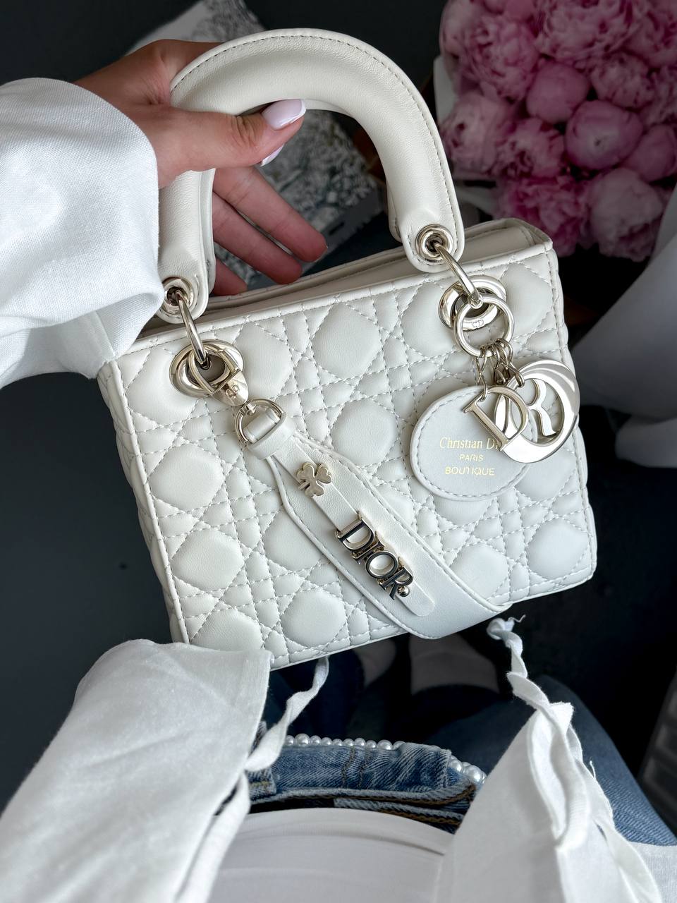 Christian Dior Small Lady Dior My ABCDIOR Bag Milk - 5