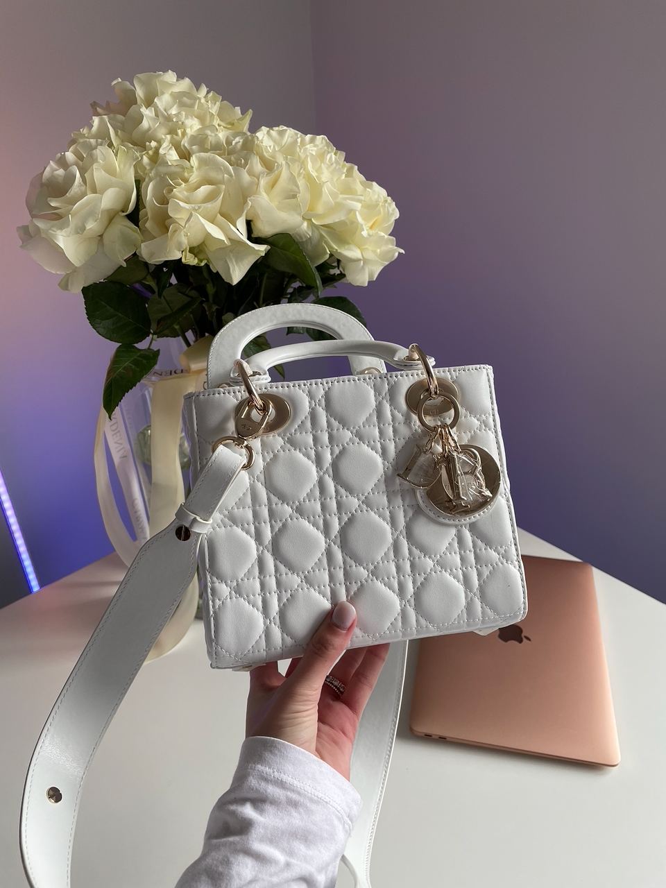Christian Dior Small Lady Dior My ABCDIOR Bag White - 7