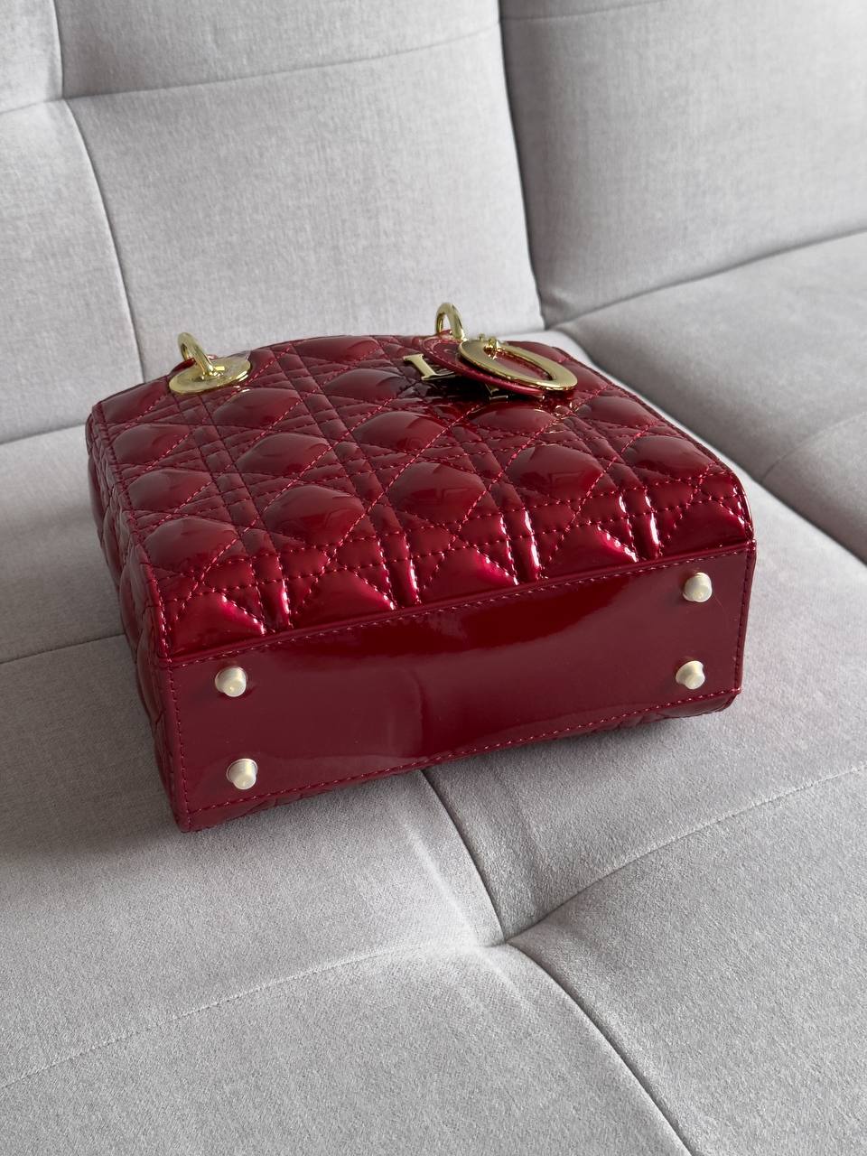 Christian Dior Small Lady My ABCDior Bag Red Patent Cannage Calfskin - 11