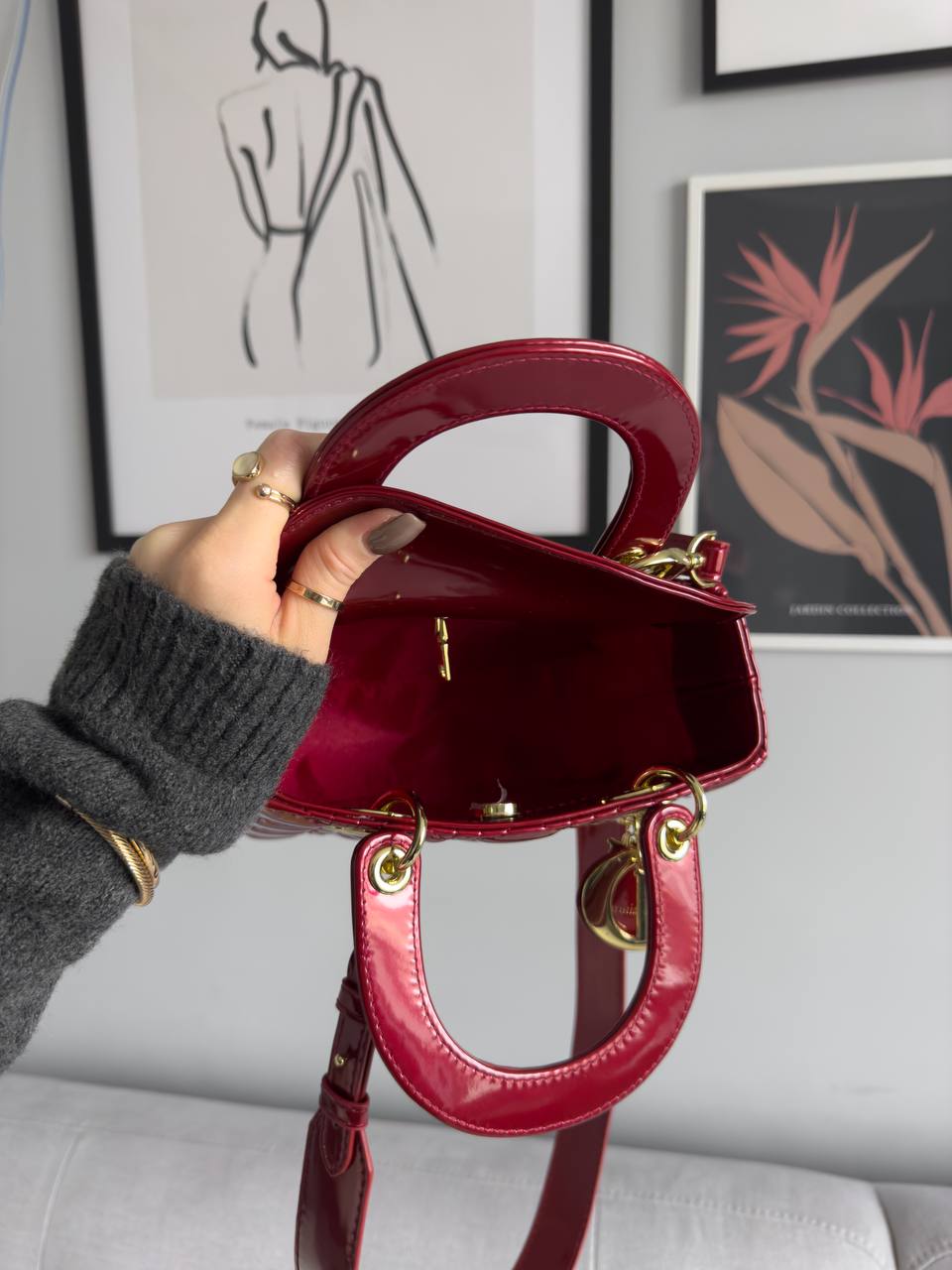 Christian Dior Small Lady My ABCDior Bag Red Patent Cannage Calfskin - 13