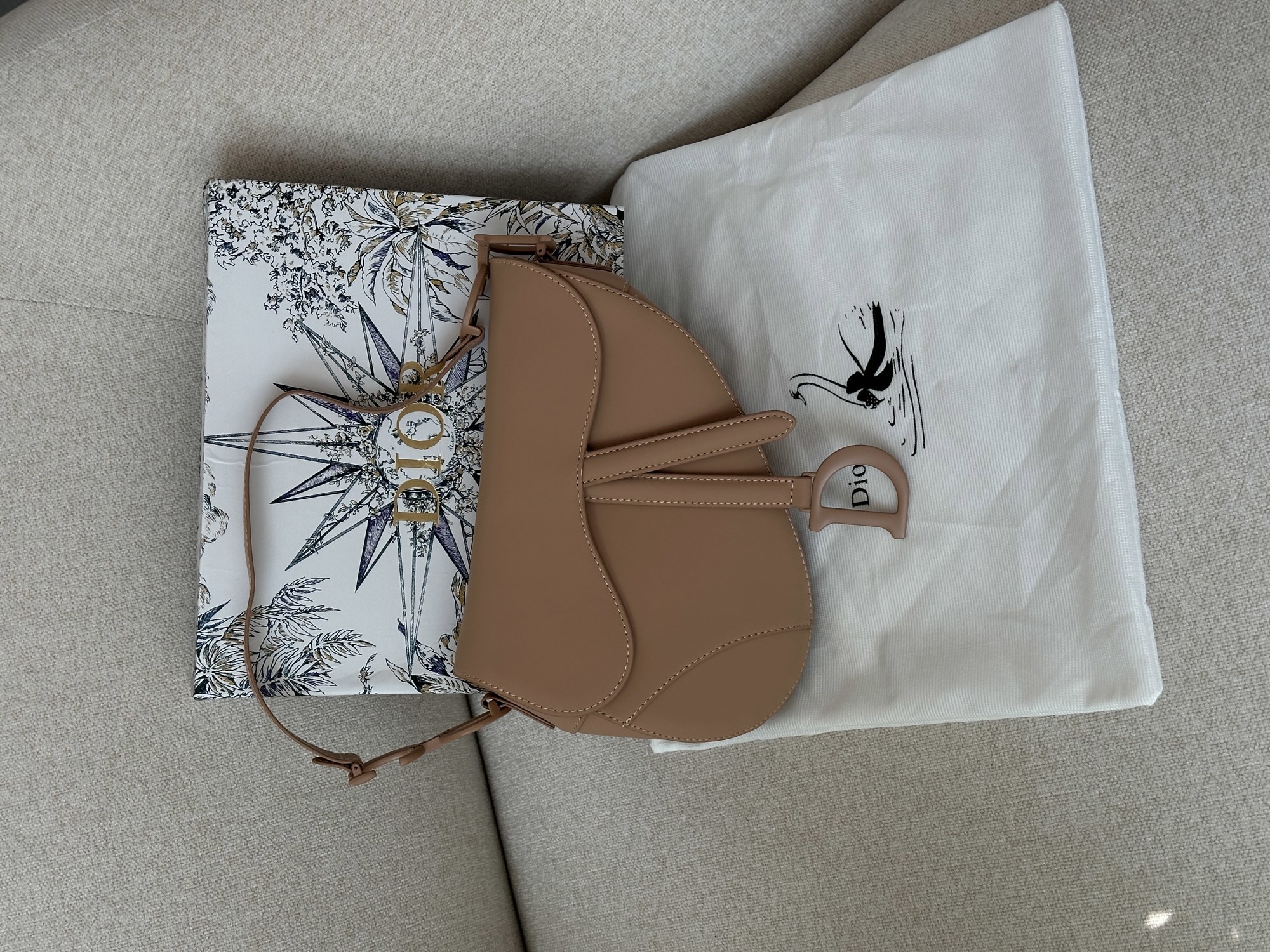 Christian Dior Ultra Matte Calfskin Saddle Bag Beige - 12