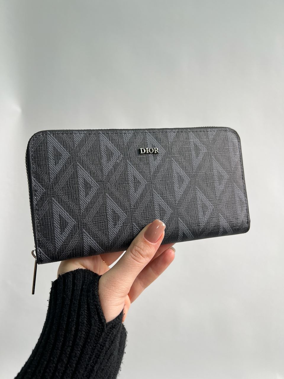 Christian Dior Zipped Long Wallet Grey Diamond Canvas - 7