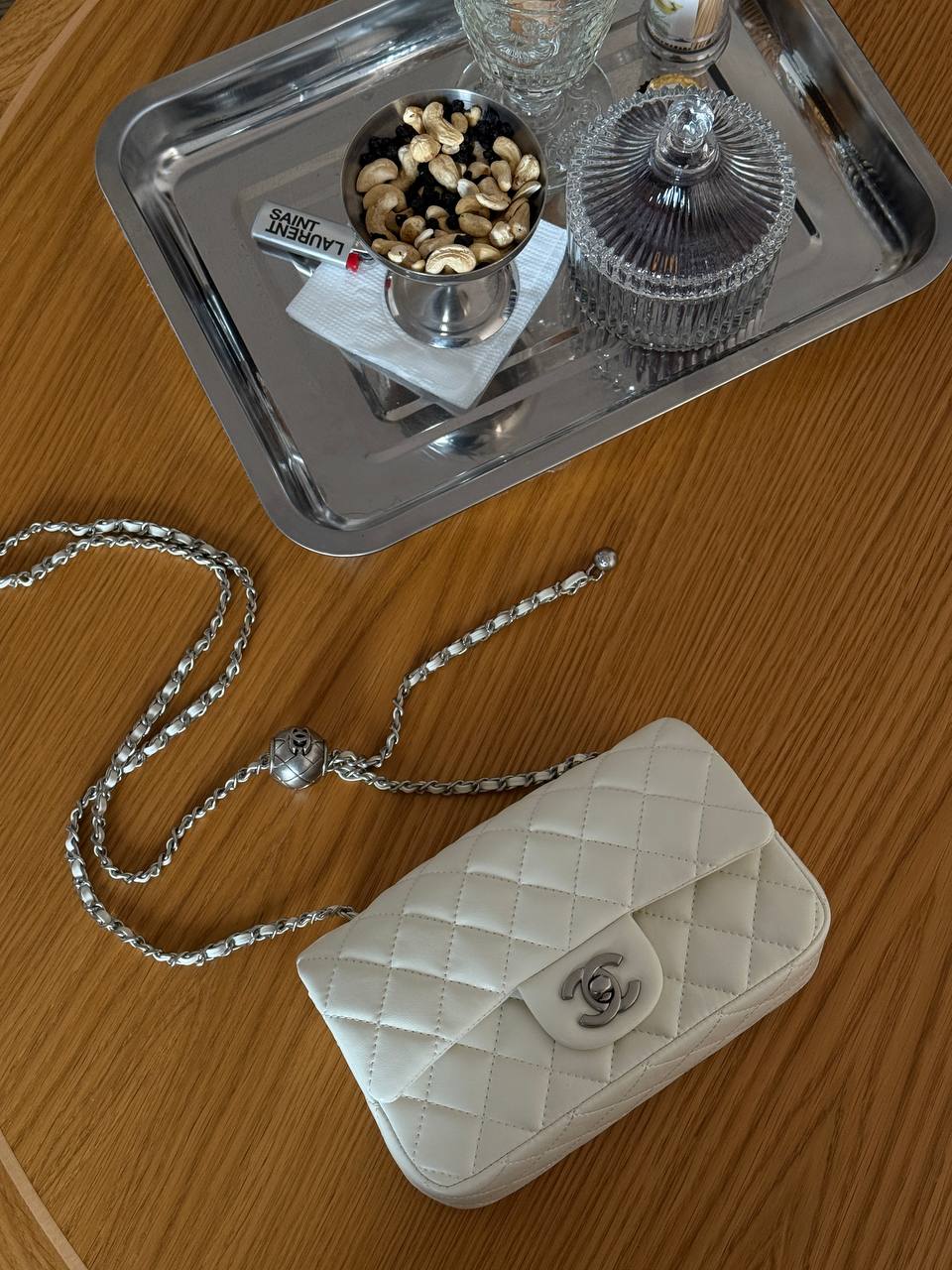 Classic 1.55 Small Single Flap in Milk/Silver - 8