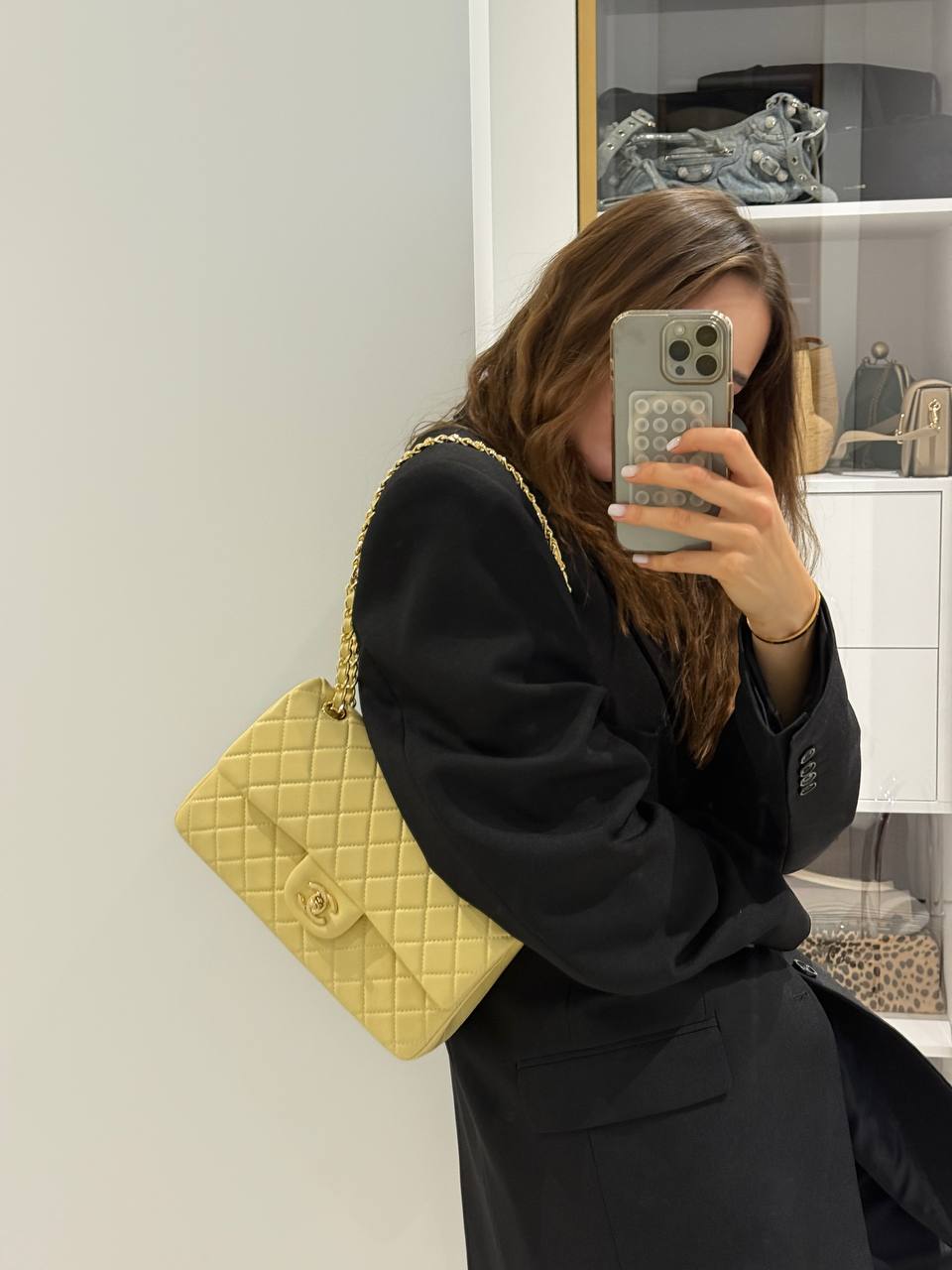 Classic Medium Double Flap Bag Yellow - 2