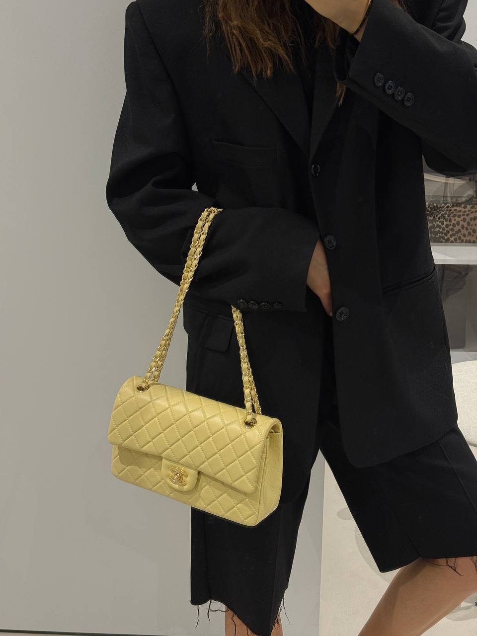 Classic Medium Double Flap Bag Yellow - 3
