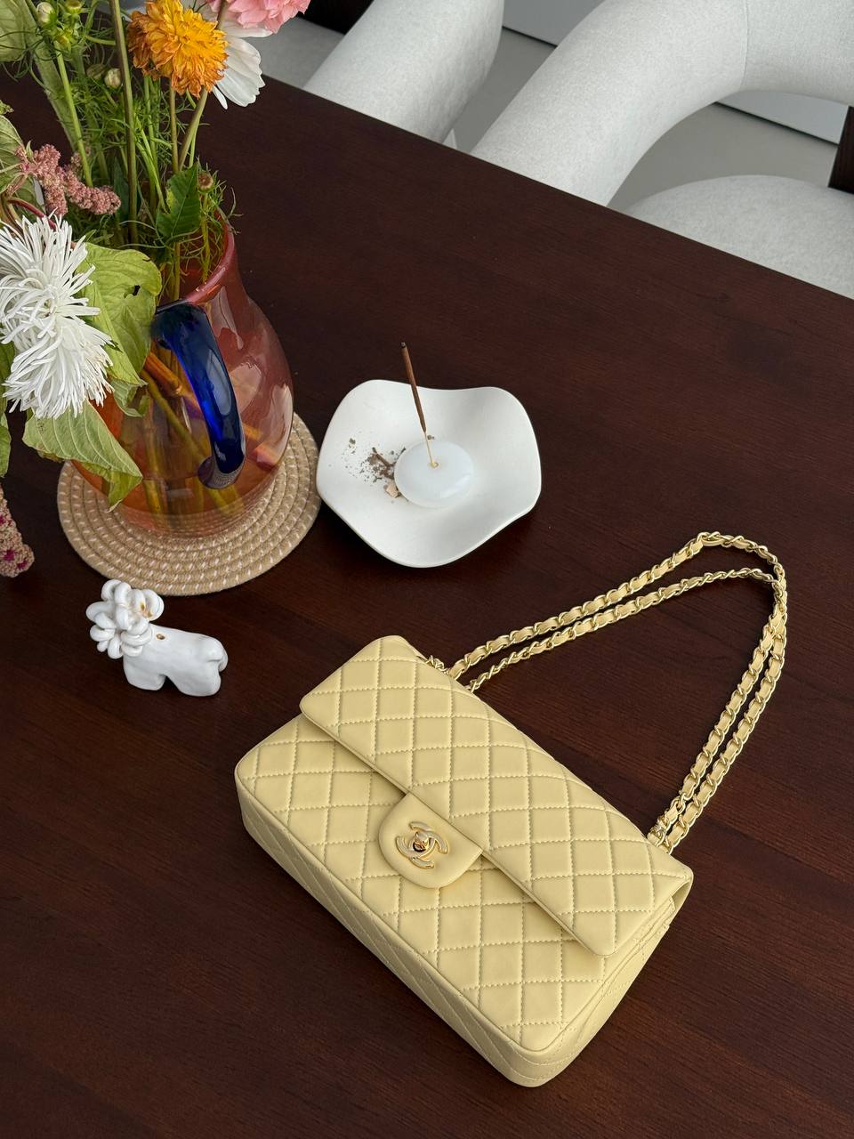 Classic Medium Double Flap Bag Yellow - 5