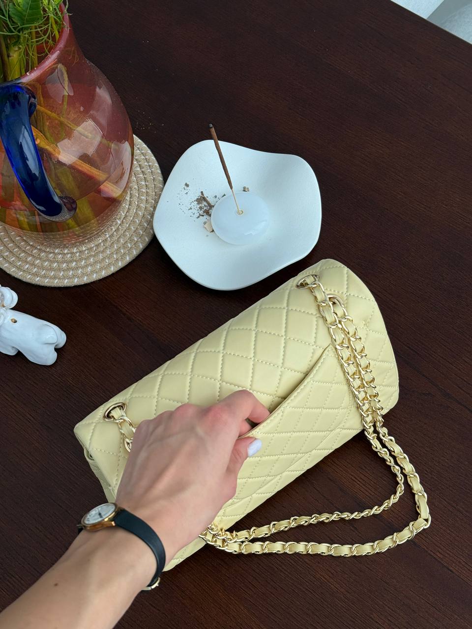 Classic Medium Double Flap Bag Yellow - 6