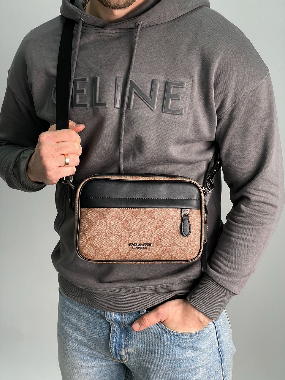 Coach Academy Crossbody Signature Canvas Khaki - 5