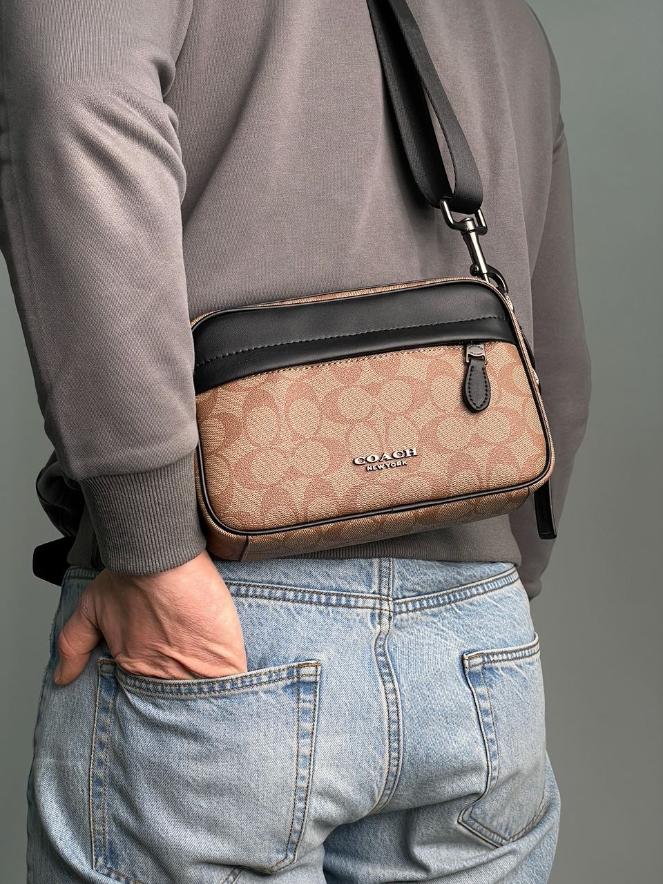 Coach Academy Crossbody Signature Canvas Khaki - 7