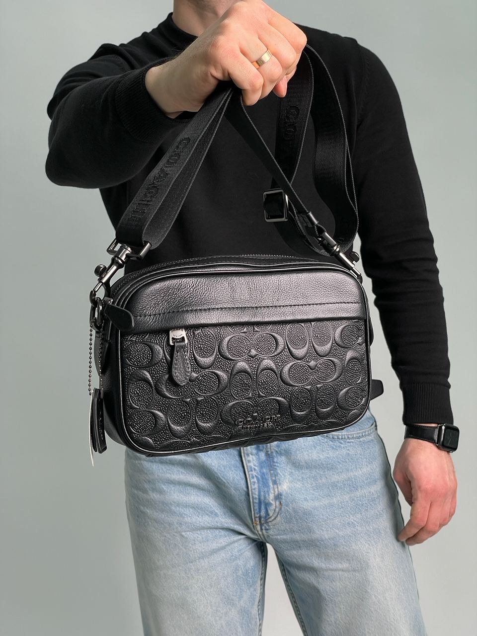 Coach Academy Crossbody Signature Leather Black - 5