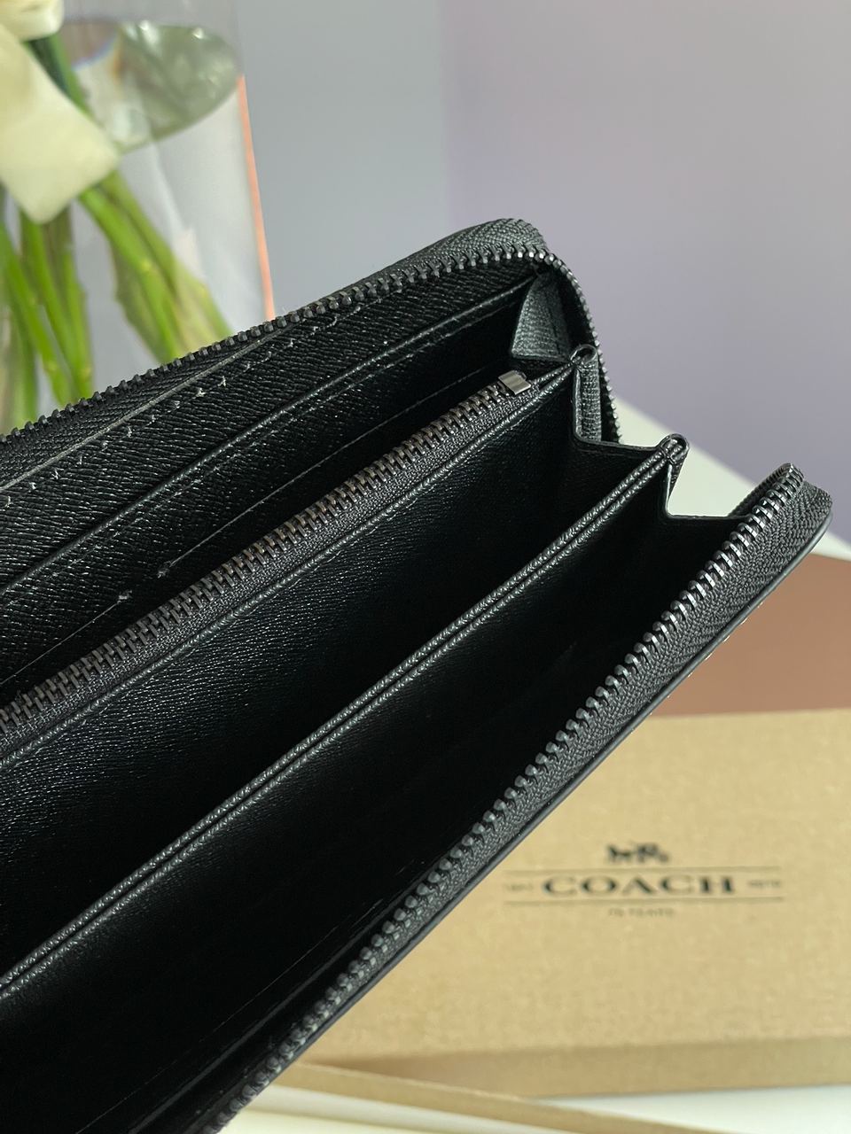 Coach Accordion Wallet In Signature Beige - 14