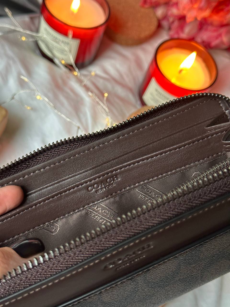 Coach Accordion Wallet In Signature Canvas Brown - 11