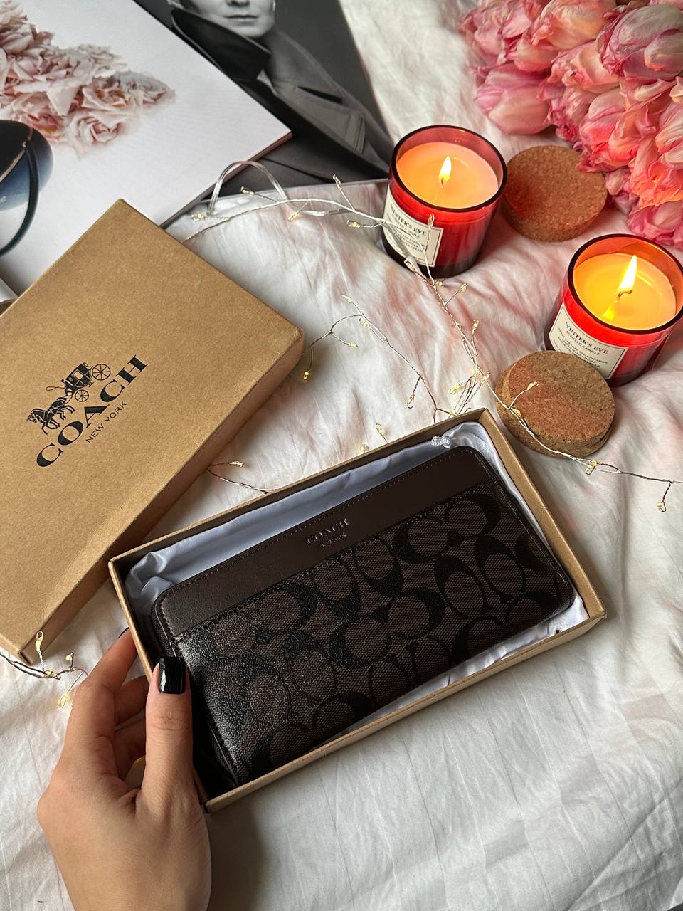 Coach Accordion Wallet In Signature Canvas Brown - 2