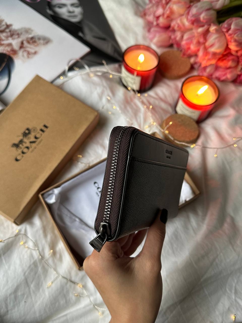 Coach Accordion Wallet In Signature Canvas Brown - 7