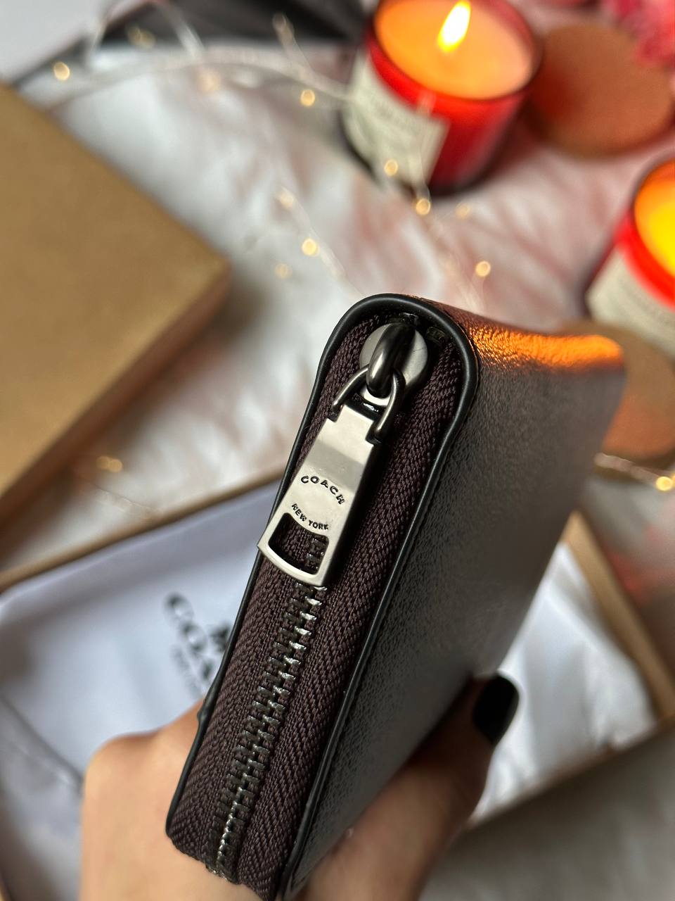 Coach Accordion Wallet In Signature Canvas Brown - 8