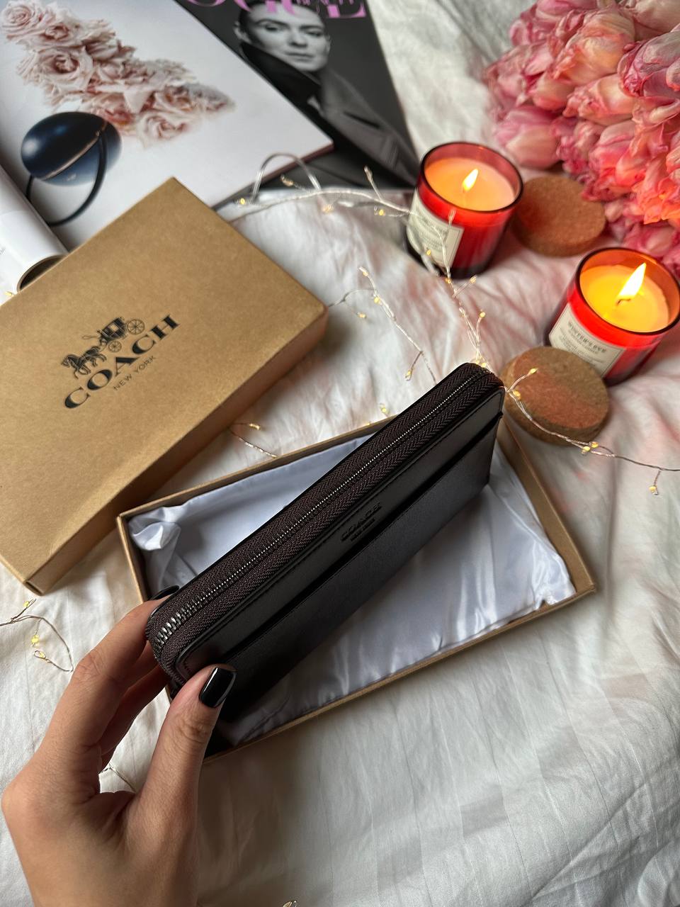 Coach Accordion Wallet In Signature Canvas Brown - 9