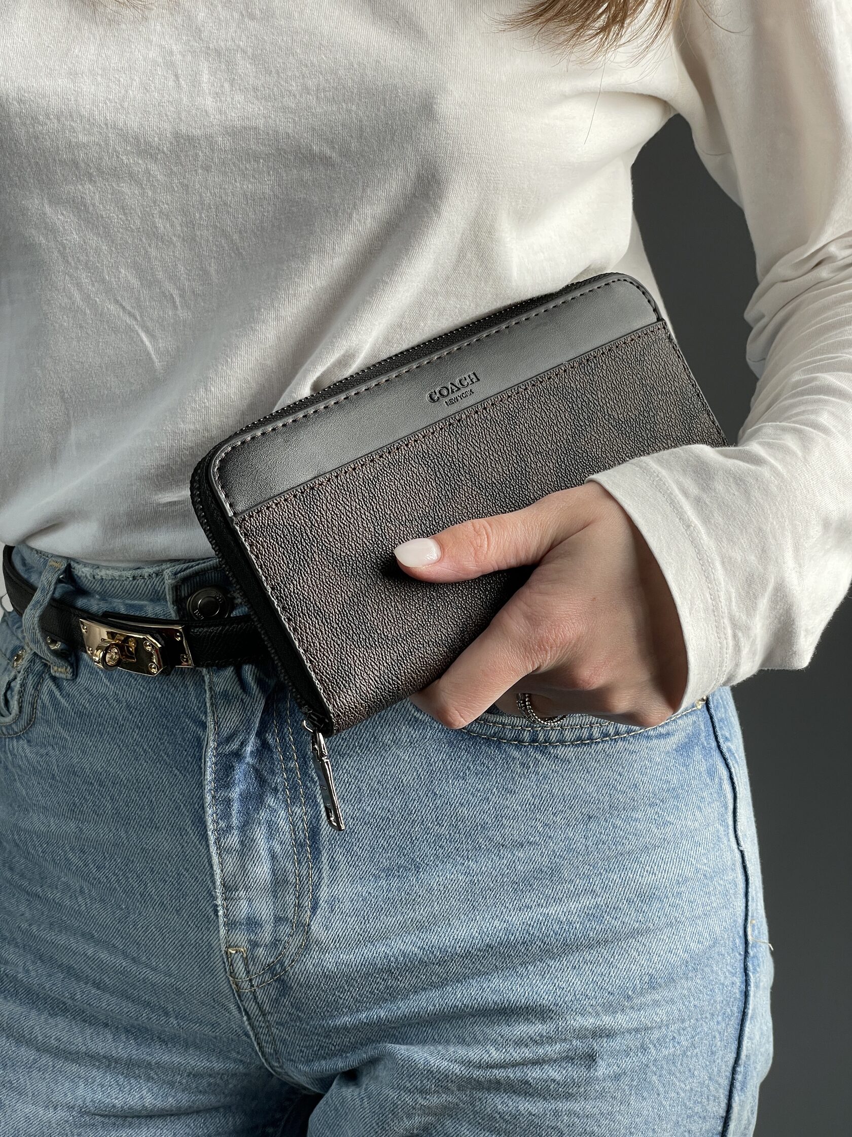 Coach Accordion Wallet In Signature Canvas Brown - 5