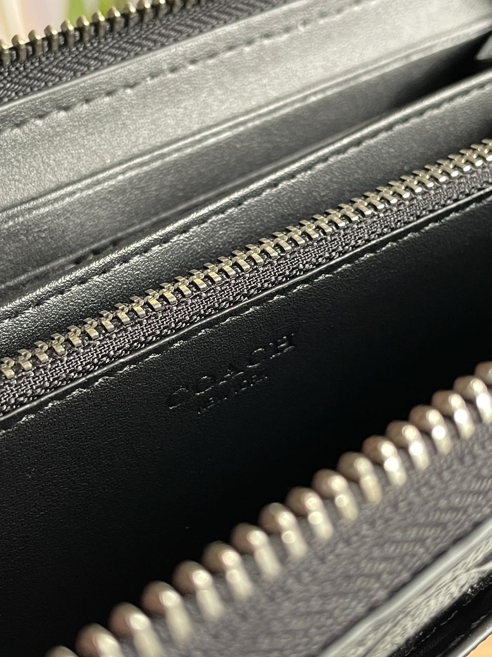 Coach Accordion Zip Long Wallet Embossed Black - 15