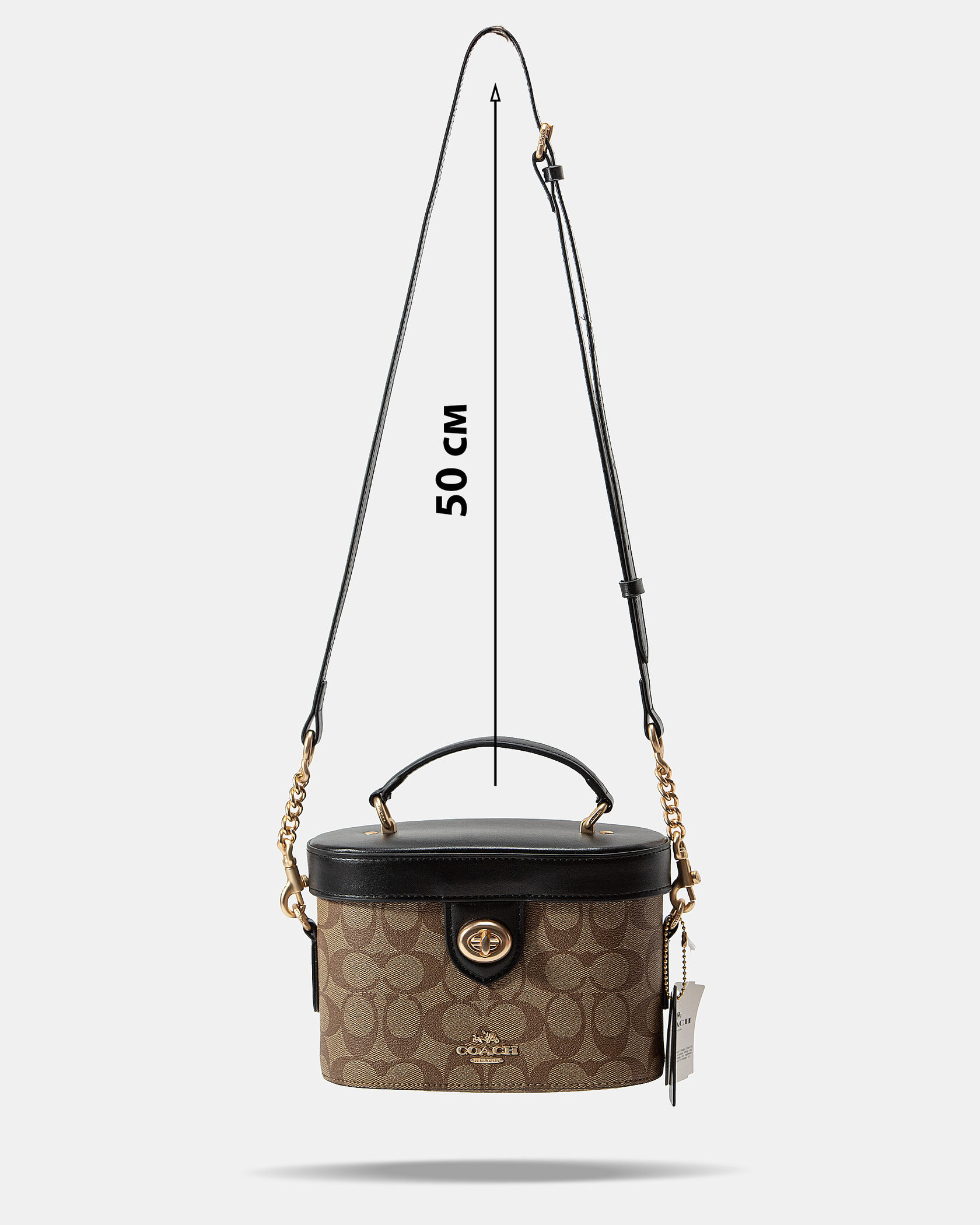 Coach Alie Small Camera Crossbody Bag in Signature Canvas Tan/Black - 4