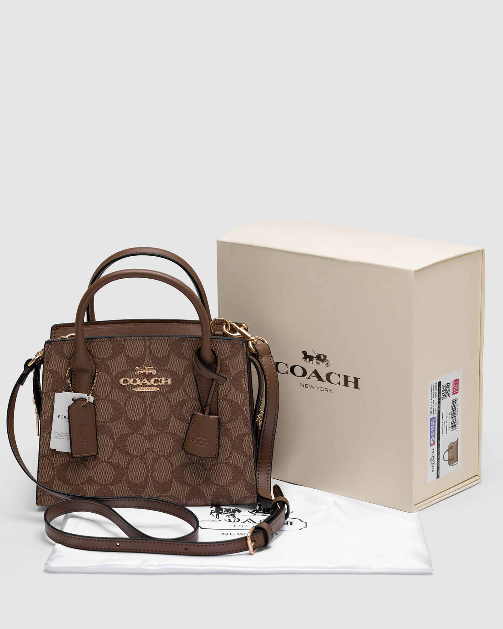 Coach Andrea Carryall In Signature Canvas Beige - 5