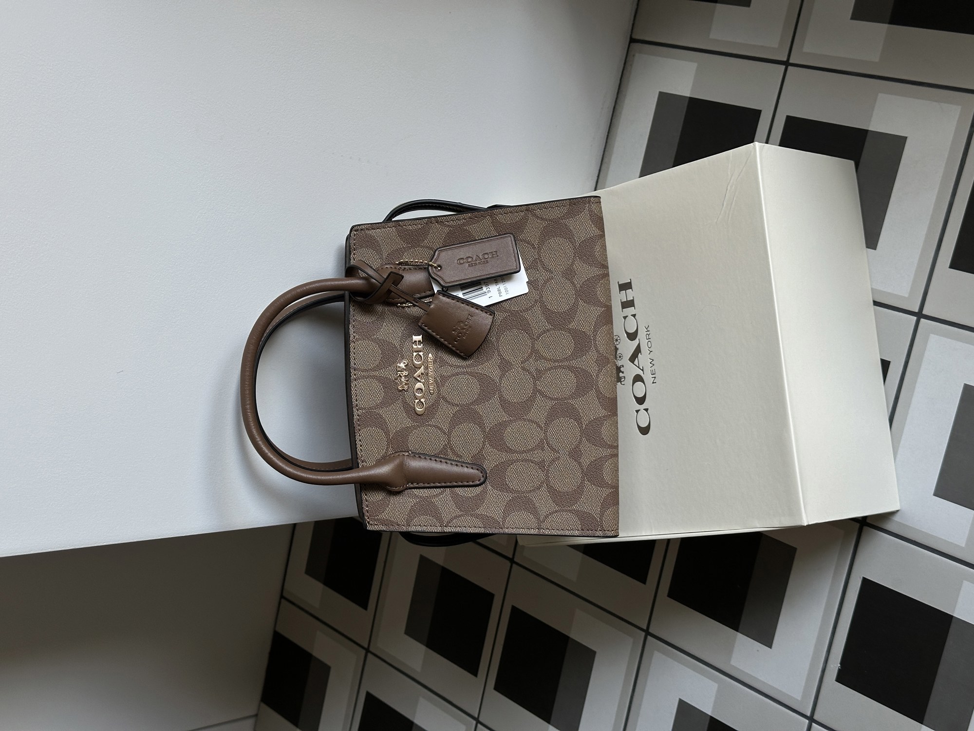 Coach Andrea Carryall In Signature Canvas Beige - 6