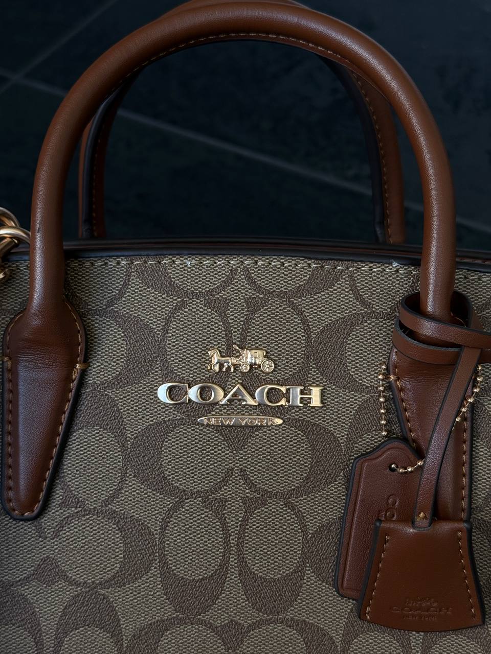 Coach Andrea Carryall In Signature Canvas Brown/Beige - 5
