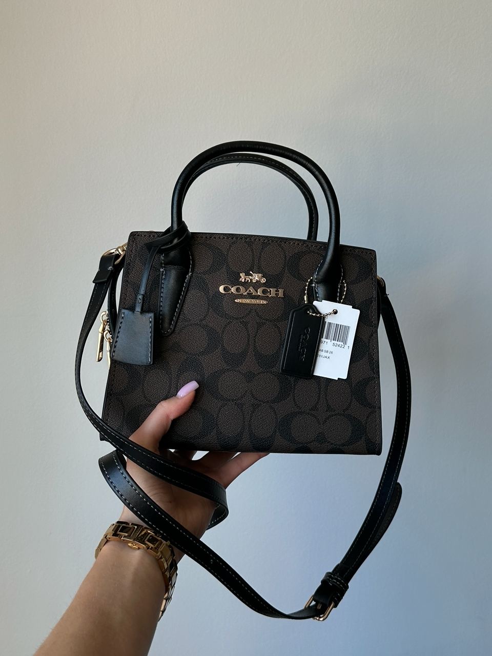 Coach Andrea Carryall In Signature Canvas Brown Black - 4