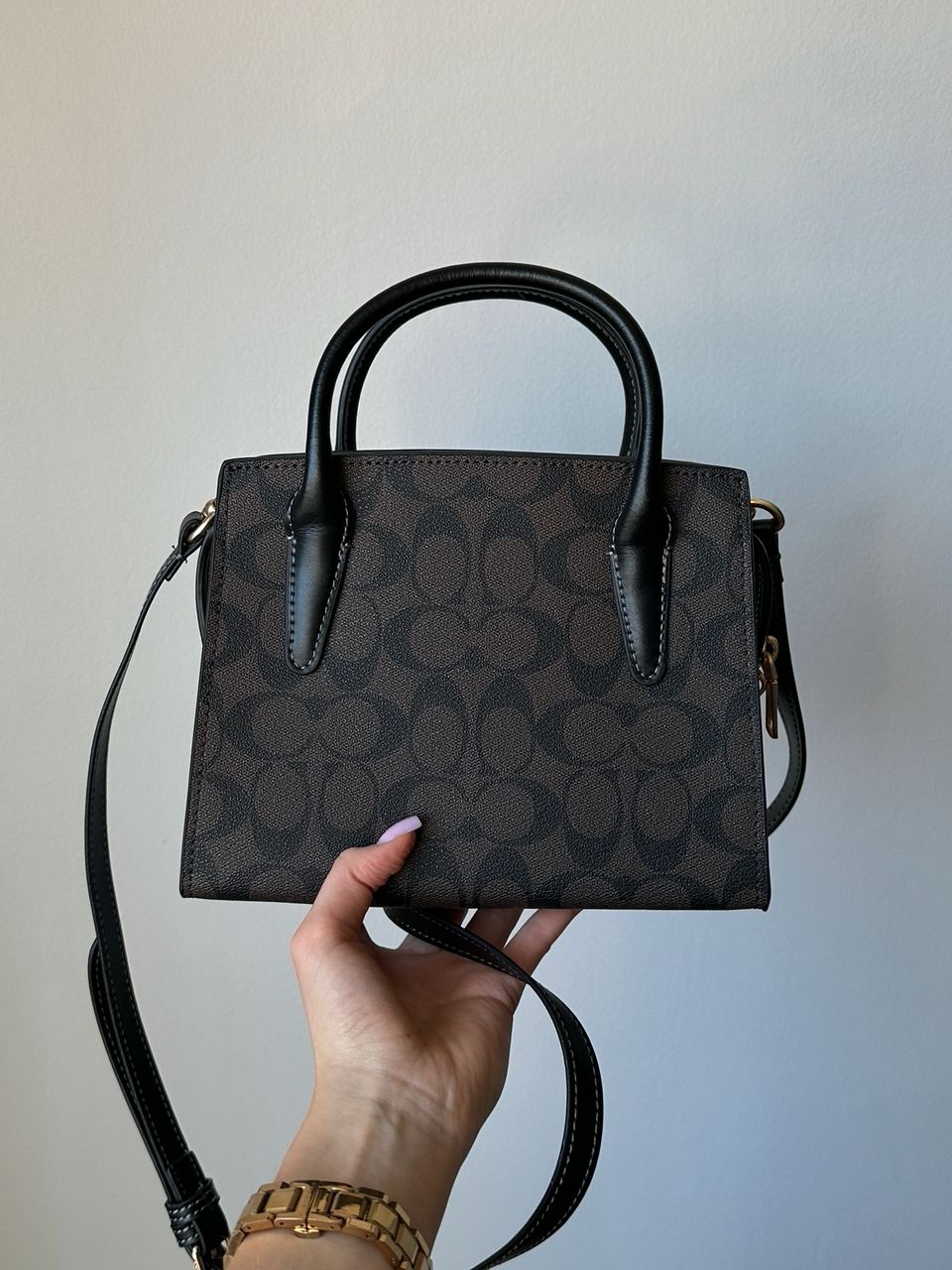 Coach Andrea Carryall In Signature Canvas Brown Black - 5