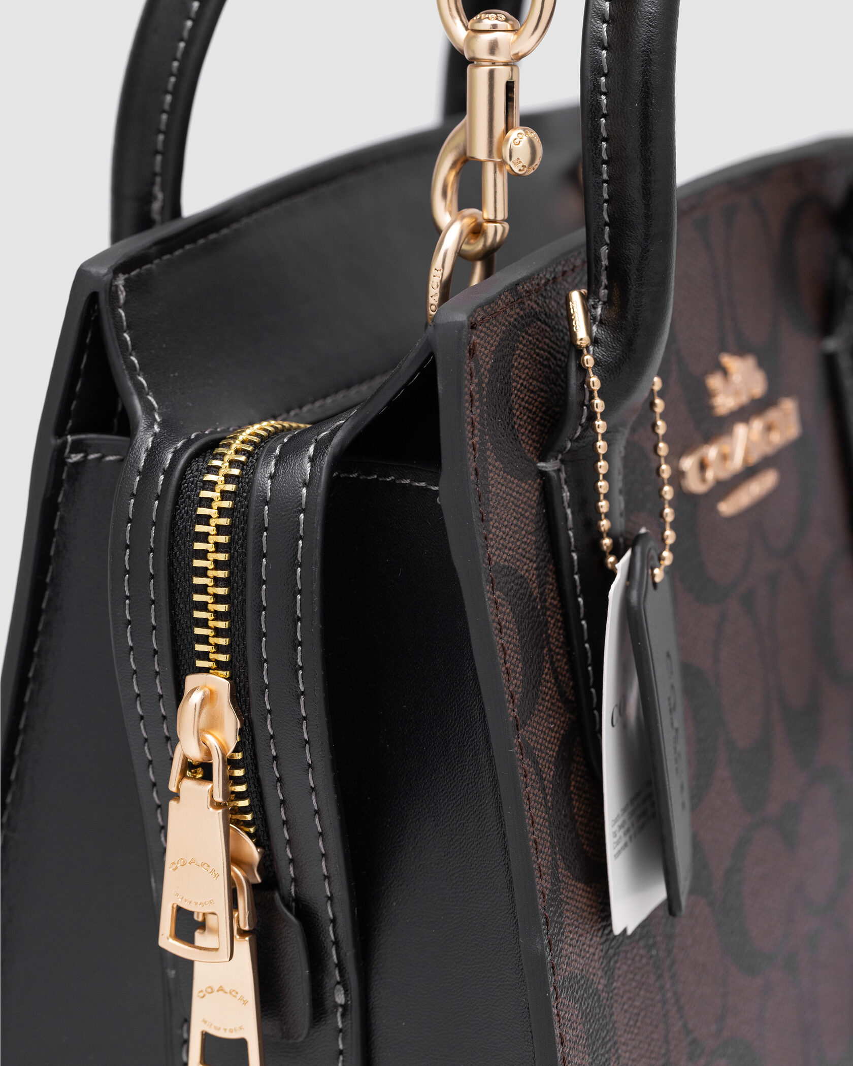 Coach Andrea Carryall In Signature Canvas Brown Black - 6