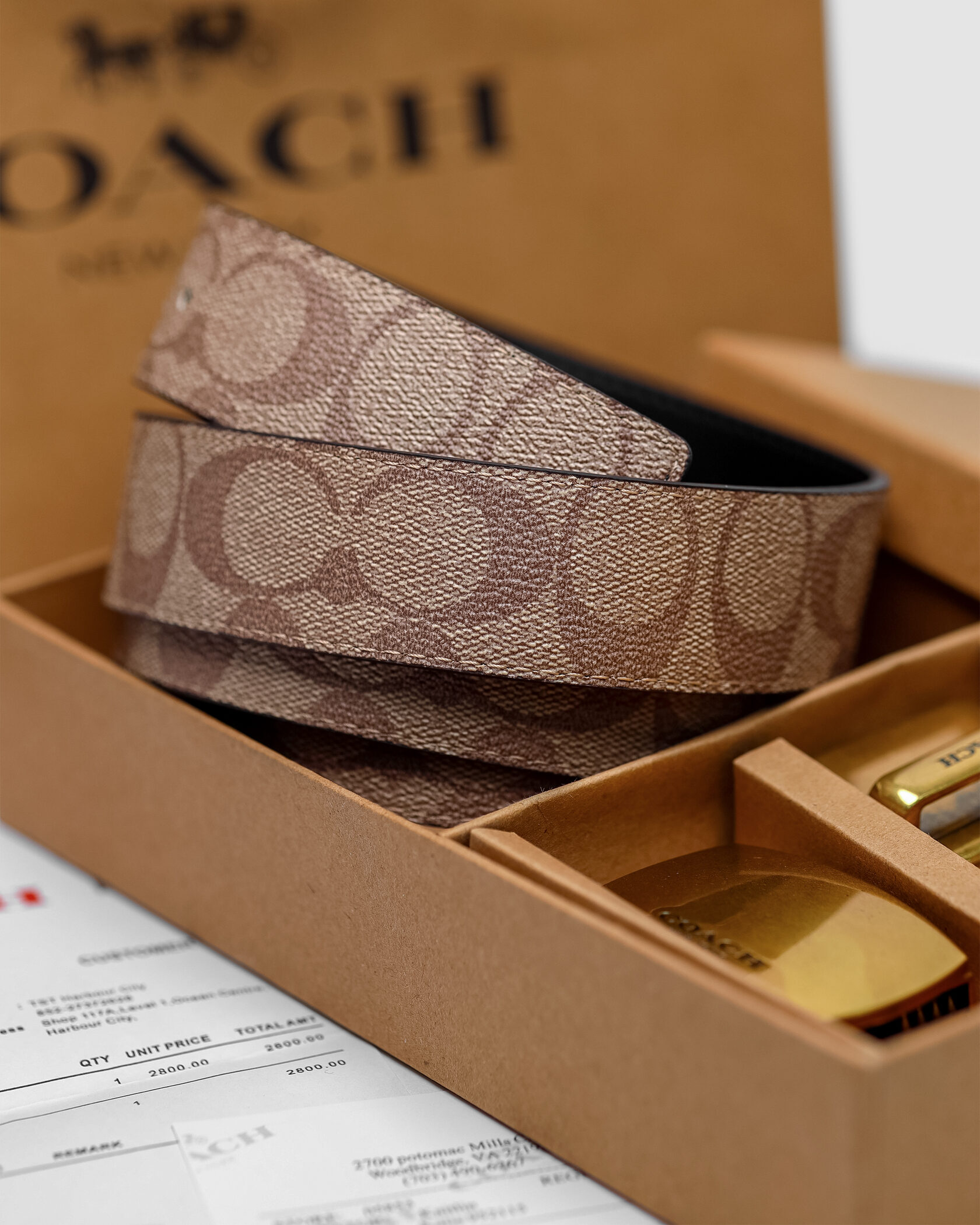 Coach Belt Kit Beige Canvas/Gold Fittings - 2