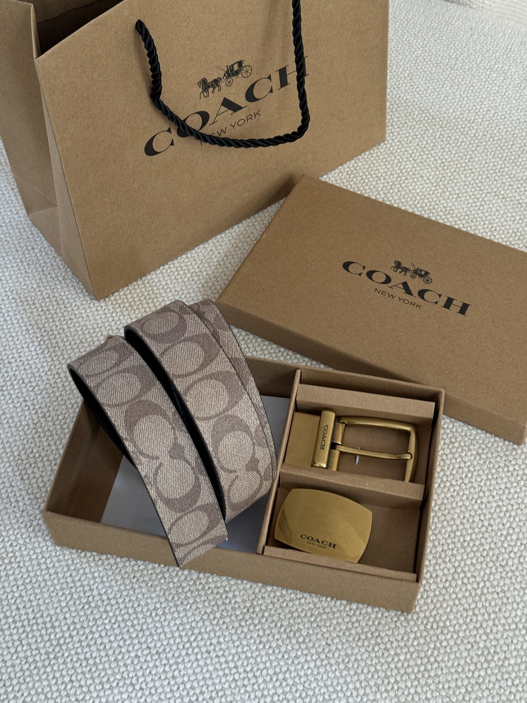 Coach Belt Kit Beige Canvas/Gold Fittings - 5