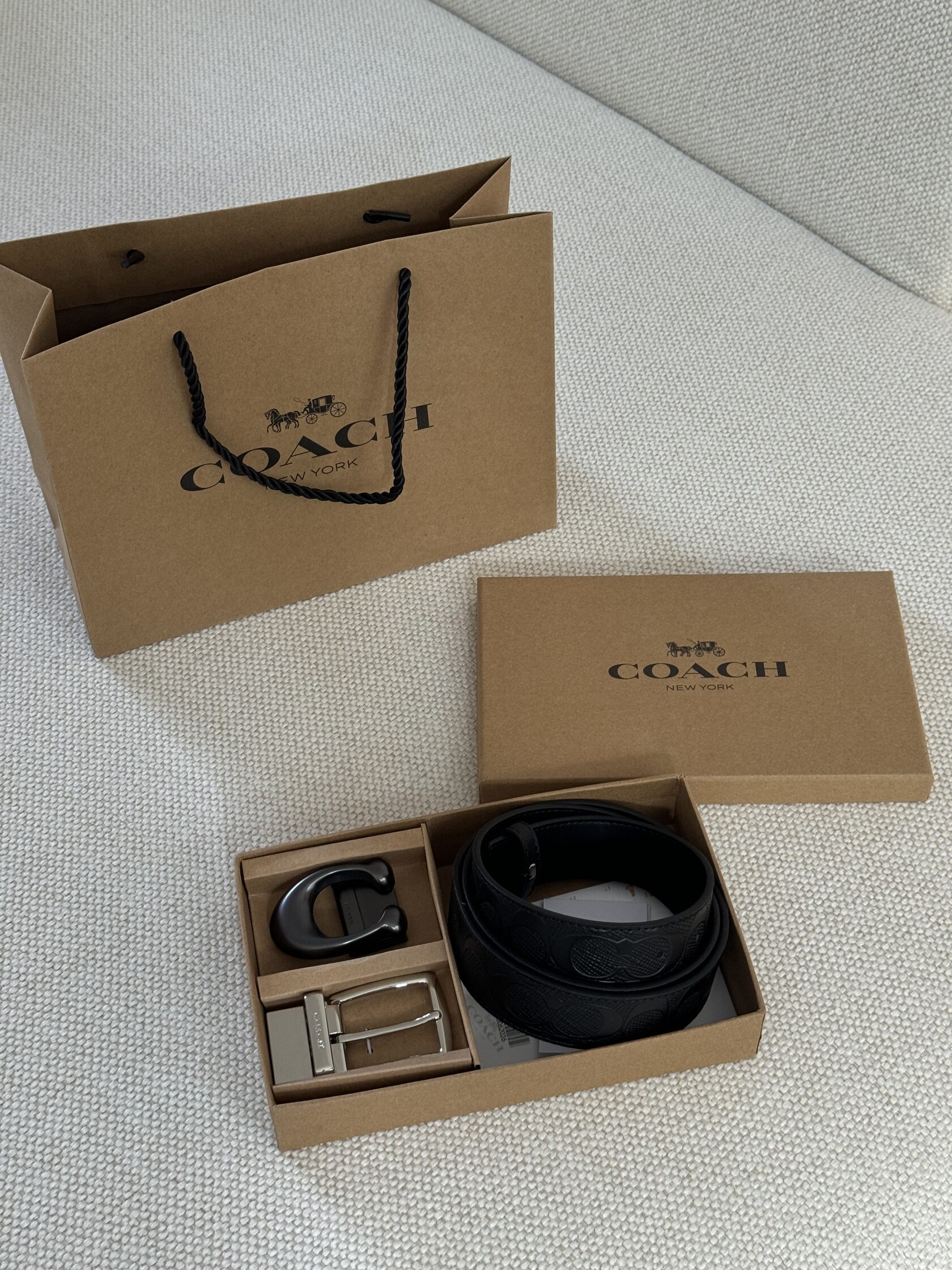 Coach Belt Kit Black Leather/Silver Fittings - 7