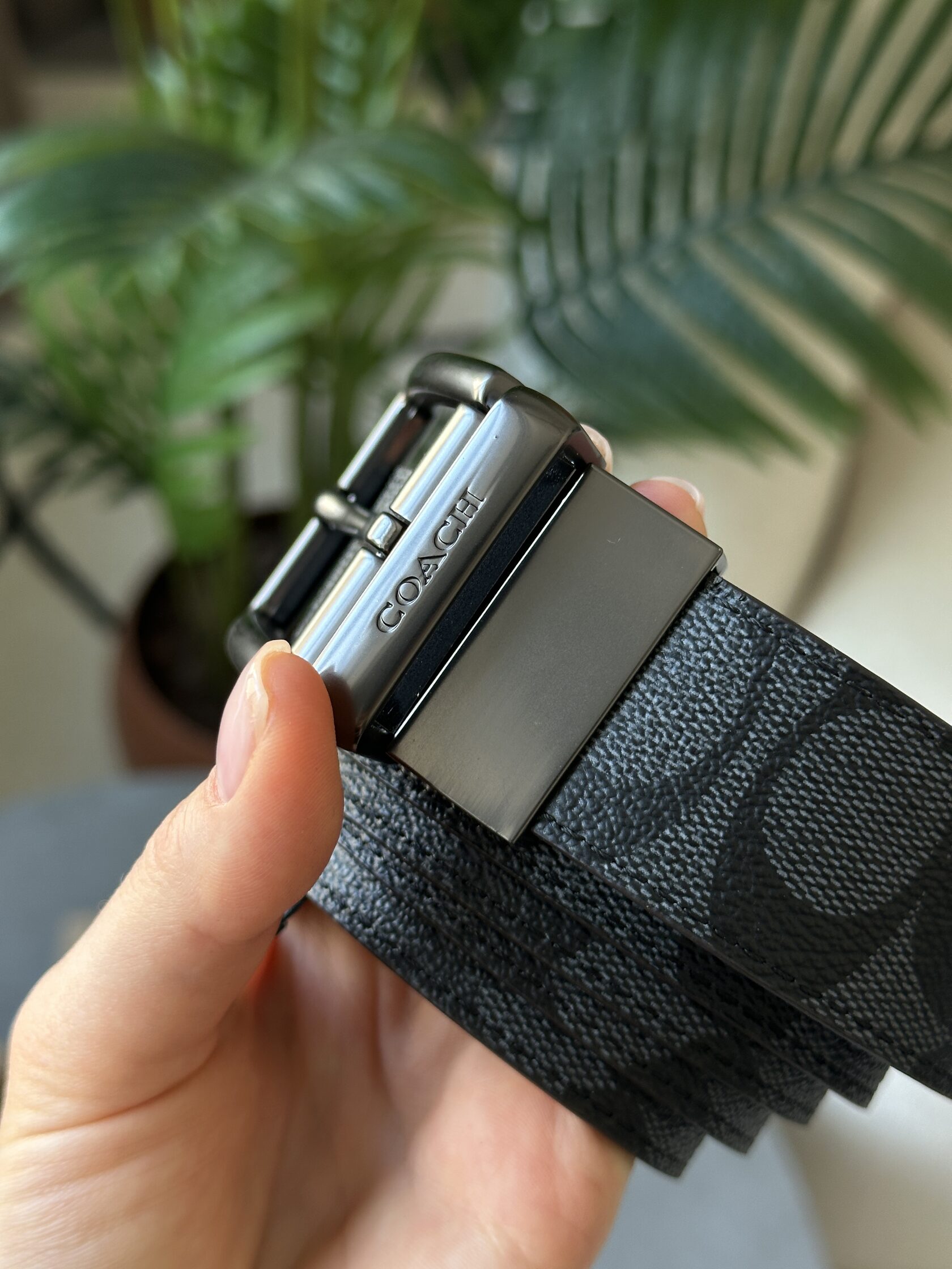 Coach Belt Kit Grey Canvas/Black Fittings - 15