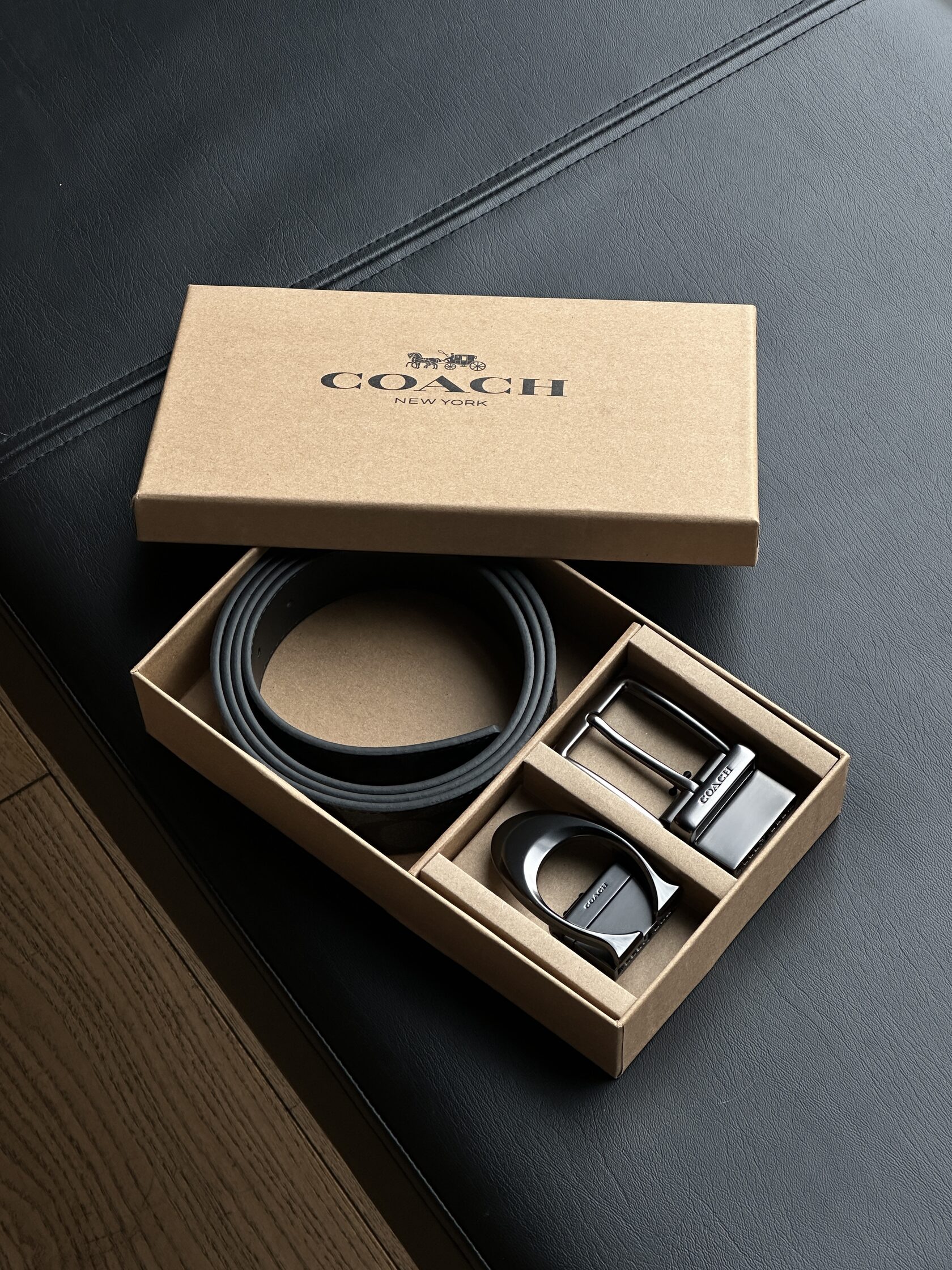 Coach Belt Kit Grey Canvas/Black Fittings - 8